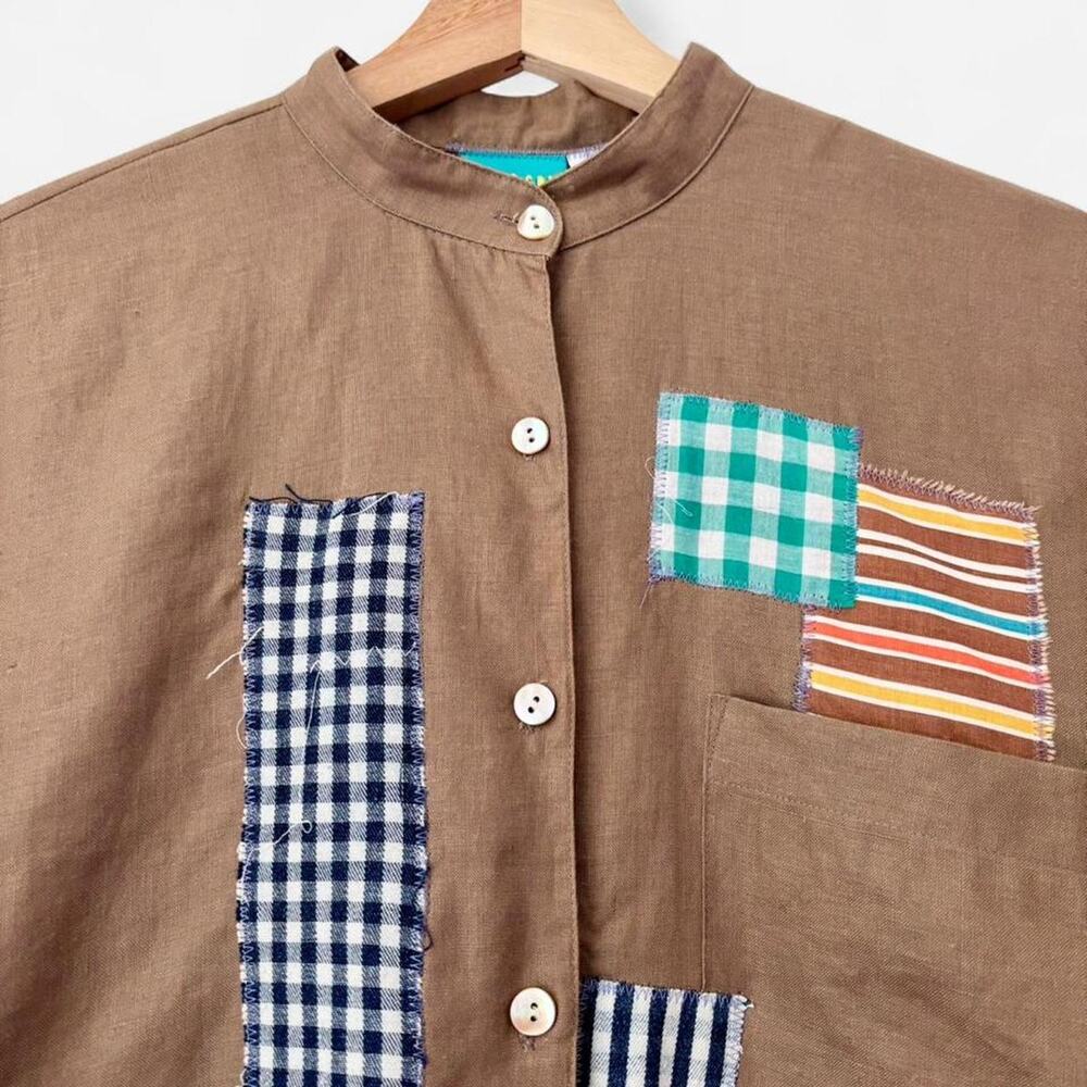 Chloe Cox One of a Kind OOAK Handmade Patchwork Linen Shirt- Medium, NWT $228 - Picture 3 of 6
